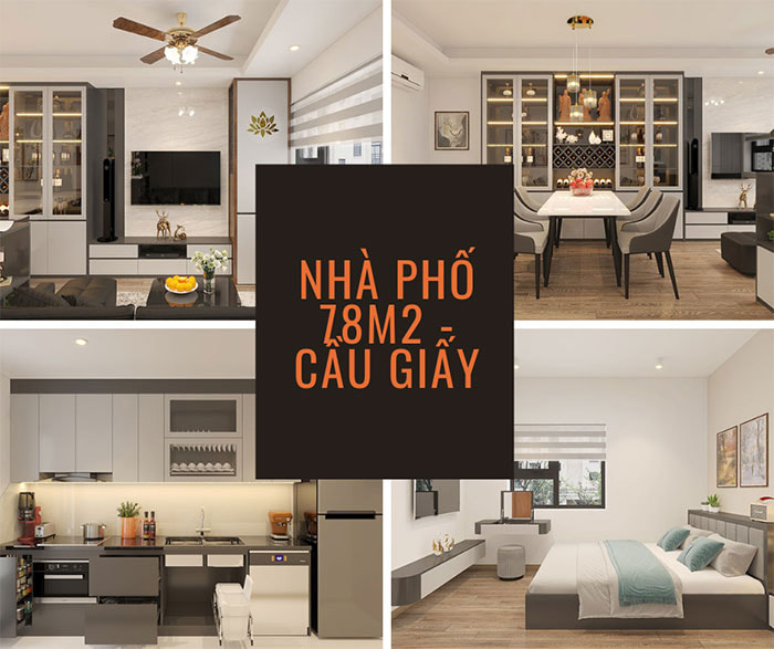 Nhà phố 2 tầng - Quận Cầu Giấy - Nội thất gỗ Óc Chó