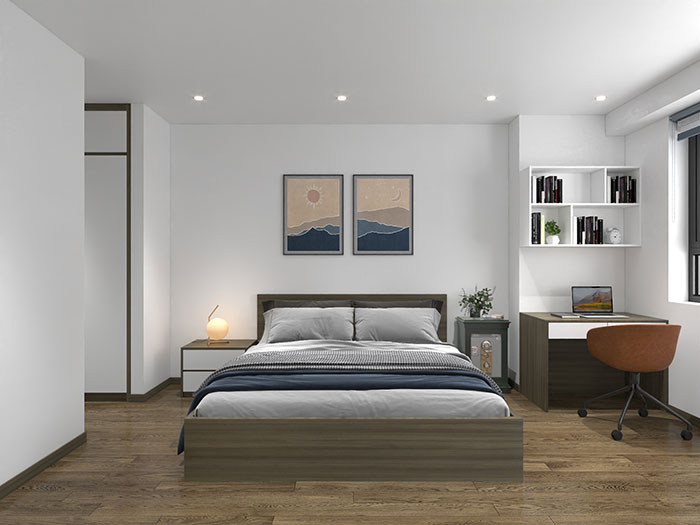 Phòng ngủ vợ chồng đơn giản, tối ưu không gian