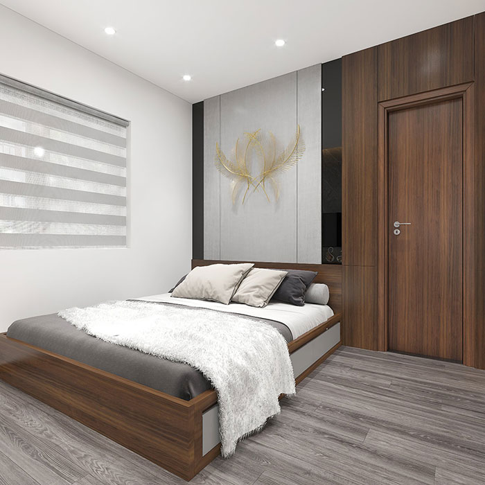 Phòng ngủ nhà với gam màu trung tính