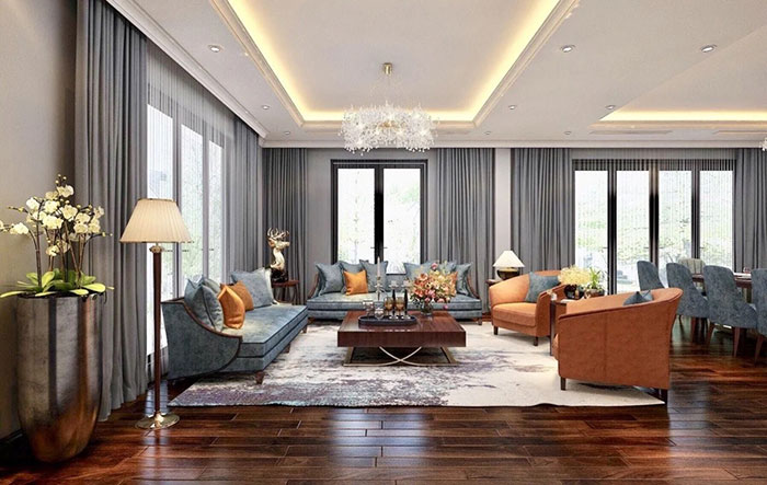 phòng khách biệt thự với phong cách Luxury