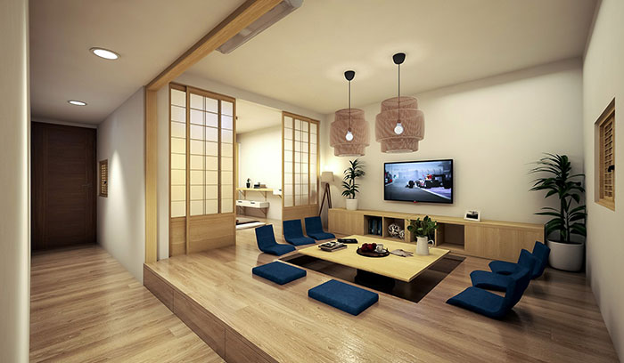 Phòng khách tối giản kiểu Nhật