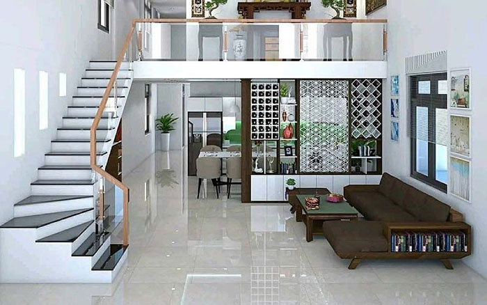 Thiết kế phòng khách liền bếp 20m2 cho nhà ống, nhà phố