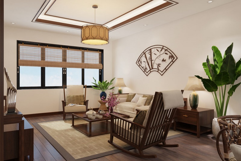 Nội thất phòng khách hiện đại kết hợp với phong cách Nhật Bản