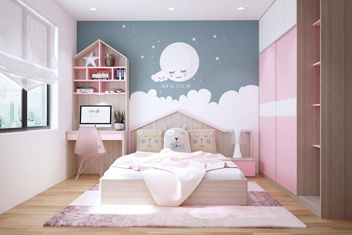 Mẫu thiết kế phòng ngủ cho bé gái 6 - 8 tuổi