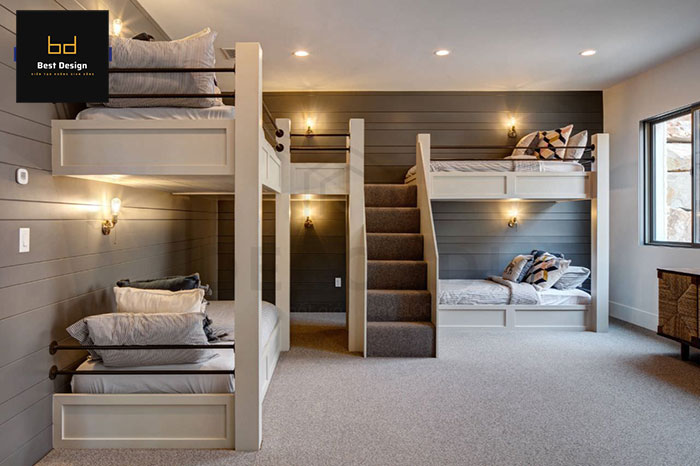 Thiết kế phòng ngủ chung cho gia đình có 4 hoặc 5 người