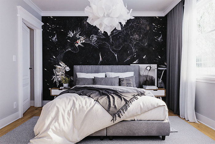 Sử dụng giấy dán tường trang trí phòng ngủ