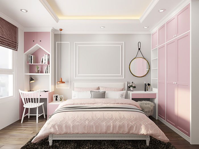 Thiết kế phòng ngủ đẹp cho nữ theo phong cách hiện đại