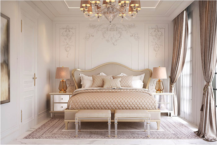 Thiết kế phòng ngủ đẹp cho nữ phong cách tân cổ điển
