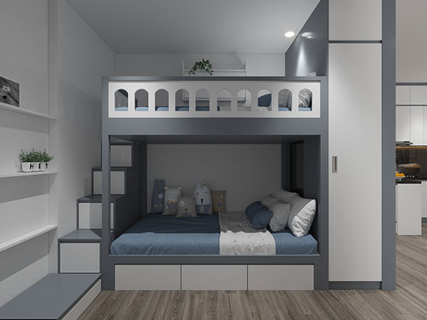 Mẫu thiết kế phòng ngủ giường tầng cho bé trai