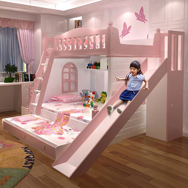 Mẫu thiết kế phòng ngủ giường tầng cho bé gái