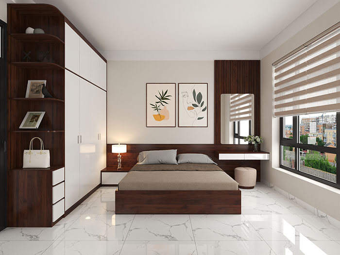 Mẫu phòng ngủ gỗ công nghiệp cho căn hộ chung cư