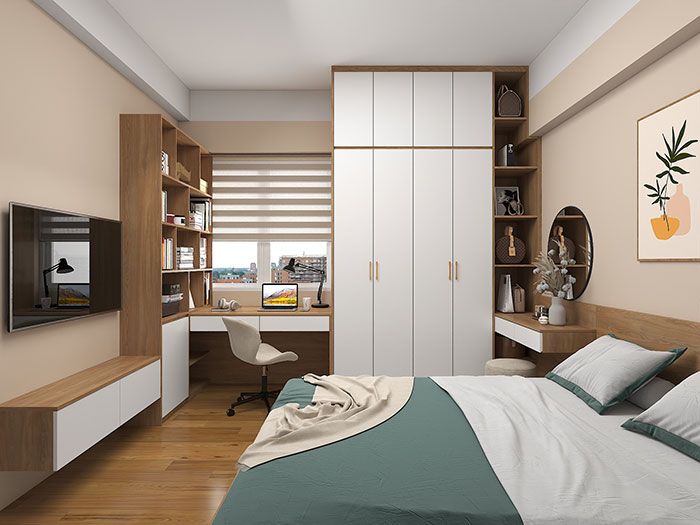 Mẫu phòng ngủ gỗ công nghiệp cho căn hộ chung cư