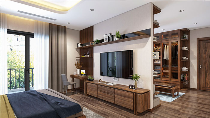 Nội thất phòng ngủ gỗ tự nhiên có tính thẩm mỹ cao