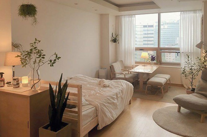 Decor phòng ngủ Hàn Quốc với màu sơn nhẹ nhàng