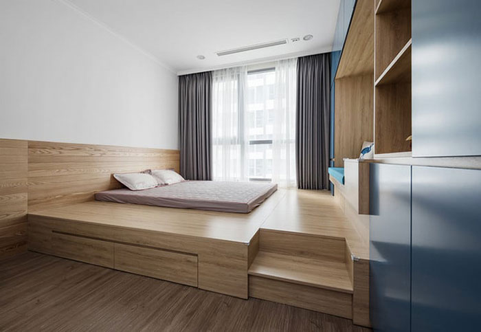 Mẫu 14: Thiết kế phòng ngủ kiểu Nhật hiện đại bằng gỗ công nghiệp