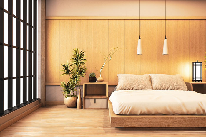 Mẫu 25: Thiết kế phòng khách tối giản kiểu Nhật với gam màu vàng độc đáo