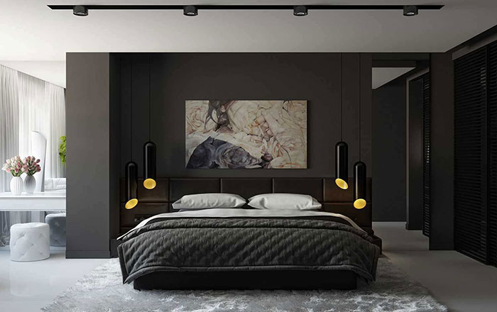 Mẫu thiết kế phòng ngủ đẹp cho nữ màu đen