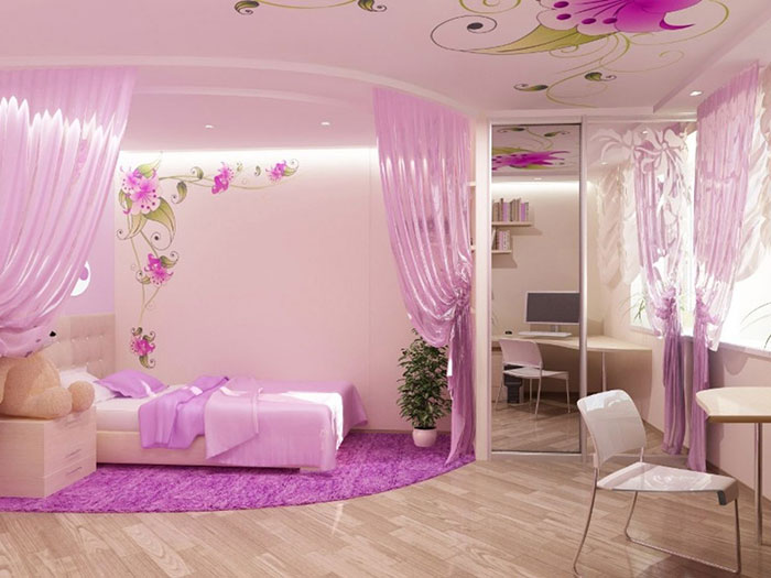 Phòng ngủ màu tím hồng
