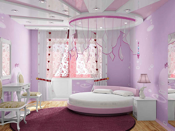 Phòng ngủ màu tím hồng