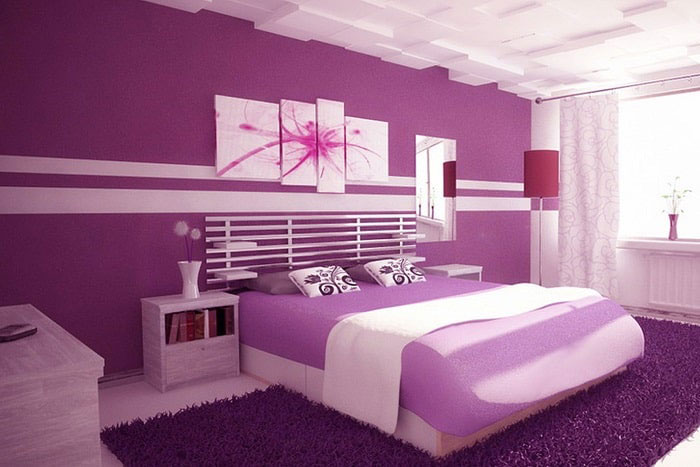Phòng ngủ màu tím khoai môn