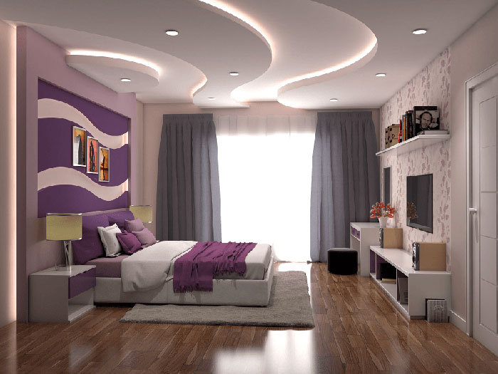 Phòng ngủ màu tím khoai môn