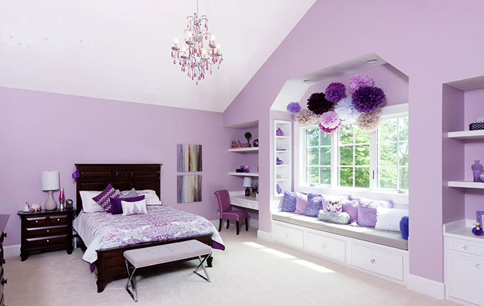 Phòng ngủ đẹp màu tím nhạt