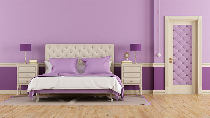 Phòng ngủ đẹp màu tím nhạt