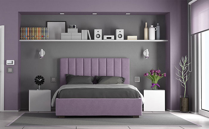 Phòng ngủ màu tím Pastel