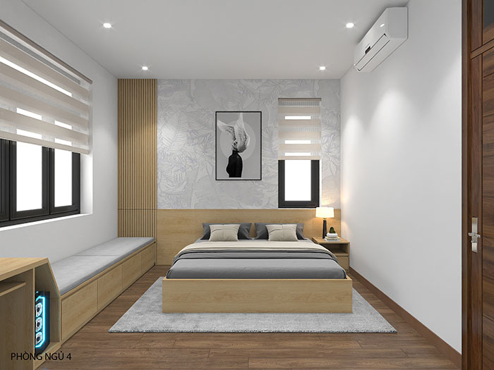 Thiết kế nội thất căn phòng ngủ ấn tượng cho nam với gam màu trắng chủ đạo