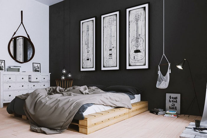 Phòng ngủ màu xám đen - Mẫu 28