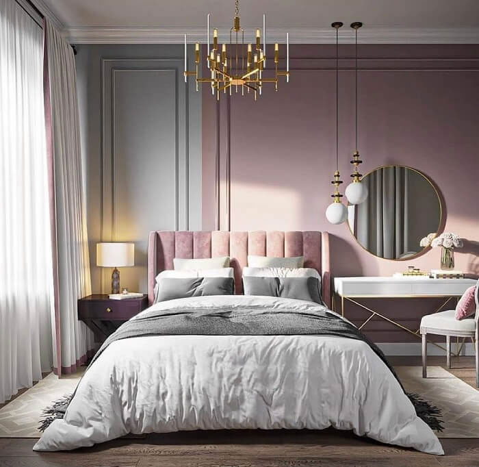 Phòng ngủ màu xám hồng - Mẫu 14