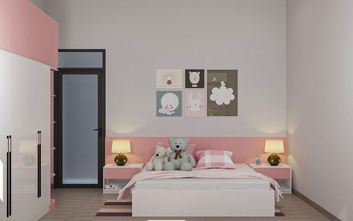 Phòng ngủ màu xám hồng - Mẫu 17