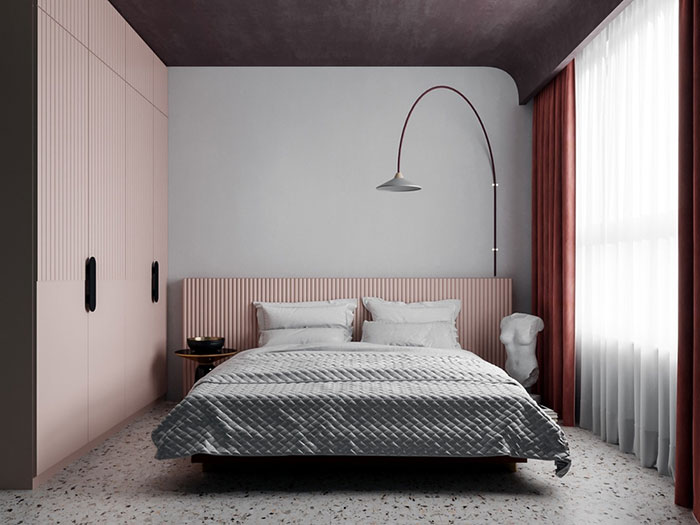 Phòng ngủ màu xám hồng - Mẫu 18