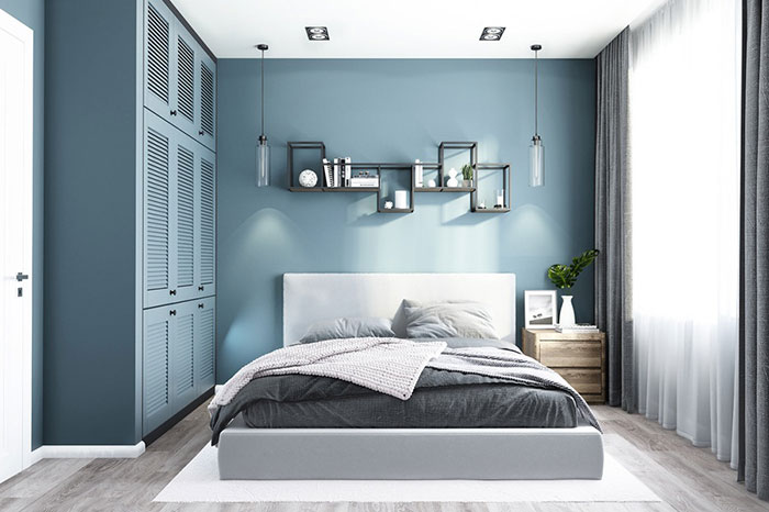 Phòng ngủ màu xám xanh - Mẫu 20