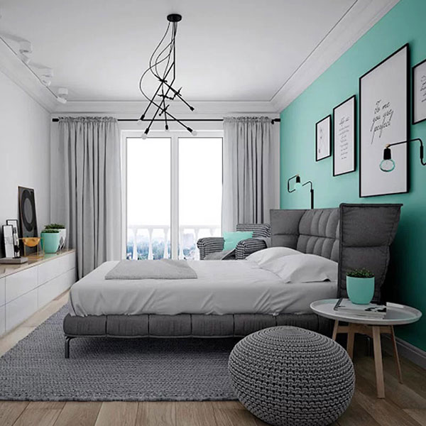 Phòng ngủ màu xanh pastel