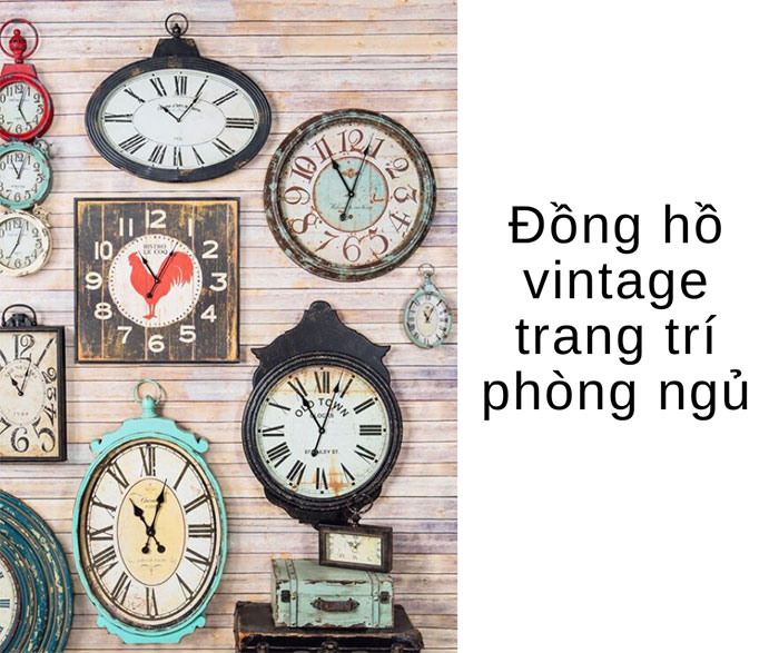 Decor phòng ngủ Vintage bằng đồng hồ hoặc radio cũ