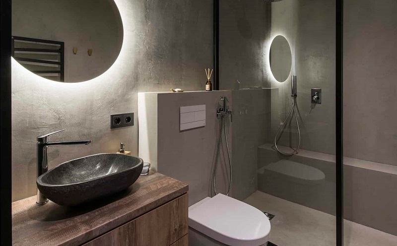 Chậu rửa mặt bằng đá hình dạng đặc biệt giúp nội thất nhà tắm trở nên độc đáo, tinh tế hơn