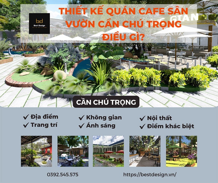 Thiết kế quán cafe sân vườn cần chú trọng điều gì?