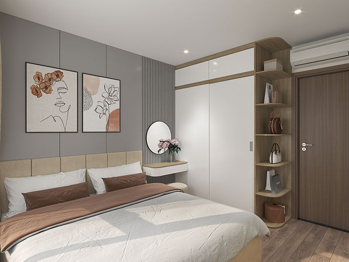 Mẫu 5: Bàn trang điểm gỗ công nghiệp cho phòng ngủ chung cư