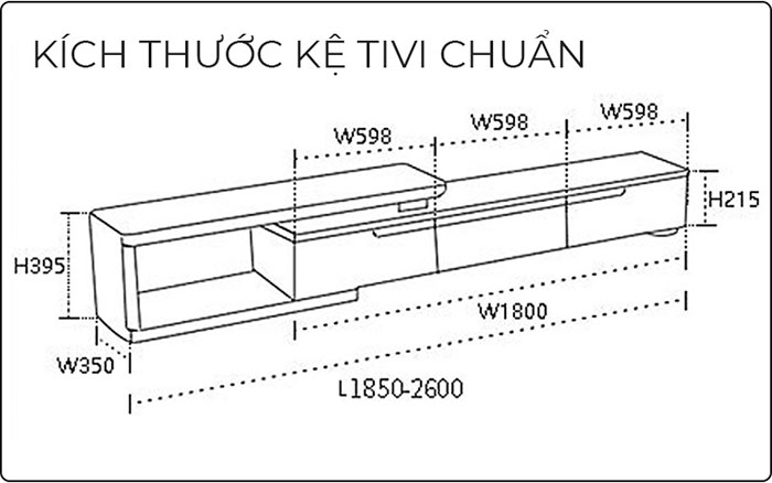 Kích thước kệ tivi