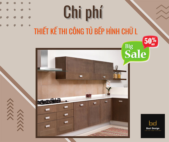 Chi phí thiết kế thi công tủ bếp hình chữ L