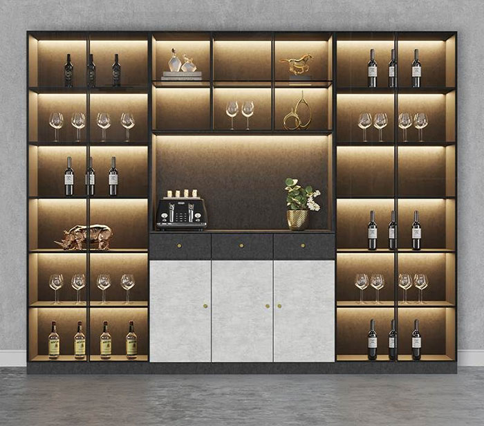 Mẫu tủ rượu nhôm kính âm tường đơn giản mà đẹp