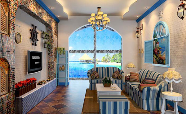 Thiết kế nội thất phòng khách phong cách Địa Trung Hải
