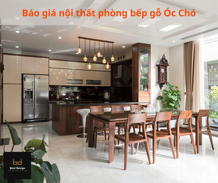 Báo giá nội thất phòng bếp gỗ óc chó