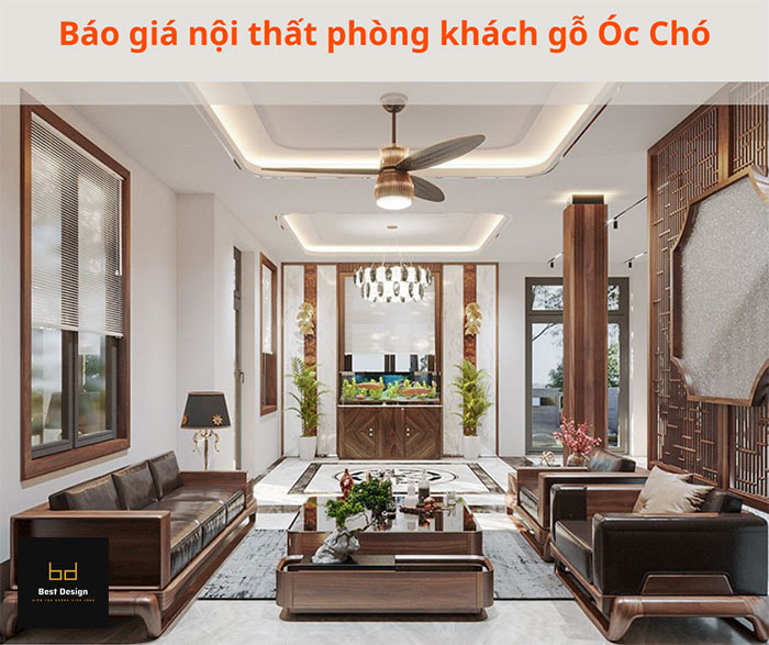 Báo giá nội thất phòng khách gỗ Óc Chó mới nhất