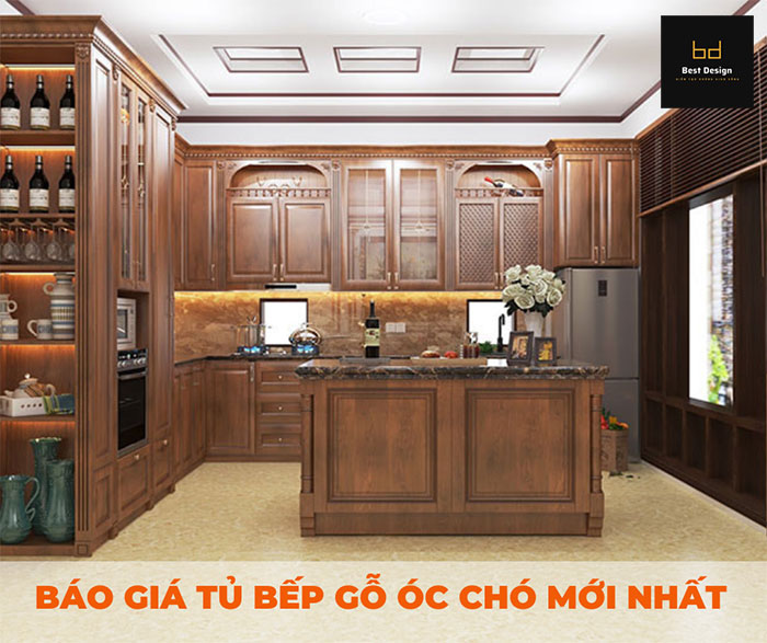 Giá tủ bếp gỗ óc chó mới nhất