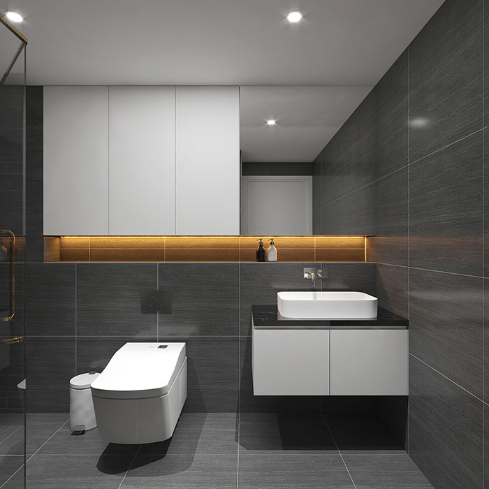 Thiết kế nhà vệ sinh tiện nghi với các đồ nội thất được bố trí khoa học