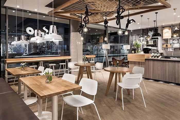Không gian quán cafe 2 tầng