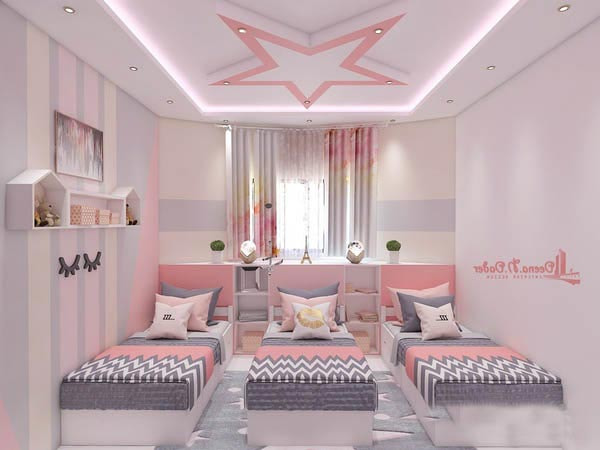 Thiết kế phòng ngủ cho 3 bé gái